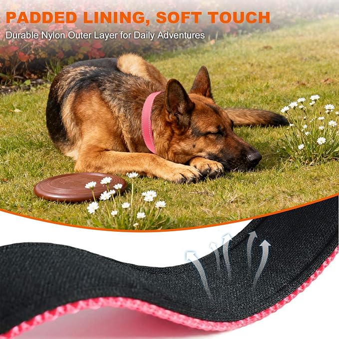 Taglory Reflective Dog Collar for Large Dogs, Soft Neoprene Padded with Escape-Proof Locking Buckle, Upgraded Zinc Alloy Ring, Adjustable for Pitbull Labrador Retriever, Pink,L - Image 4