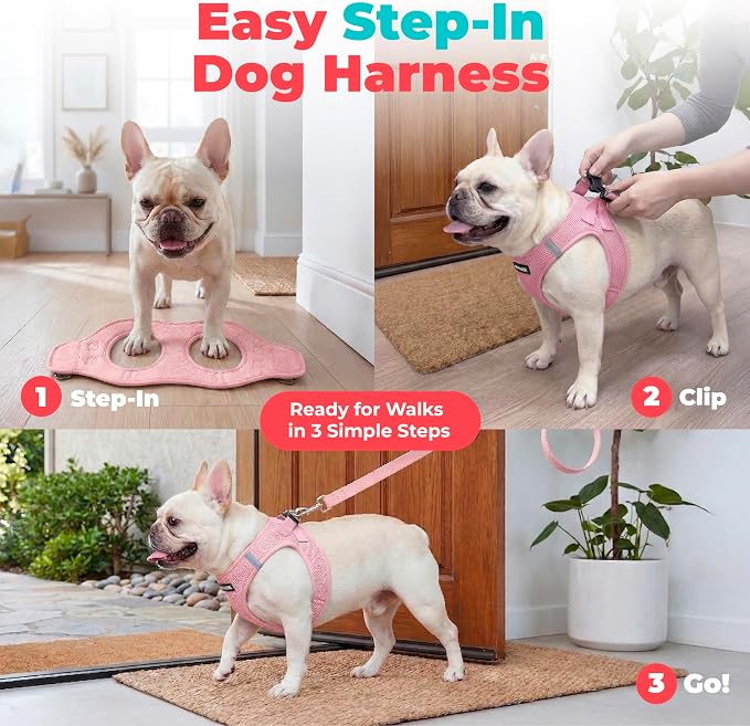 Voyager Step-in Air Dog Vest Harness - Pink, XX-Small | 12 - 13.5" in Chest, Reflective Bands, All Weather Breathable Air Mesh, Cats Compatible, Lightweight, Fast Drying - Image 3