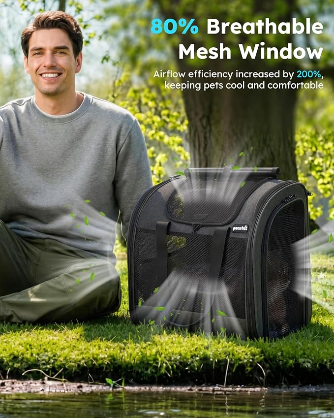 Pecute Cat Backpack with Widened Interior Space, Upgraded Dog Backpack Carrier with Various Ways to Carry, Pet Backpack with Breathable Mesh, Pet Travel Carrier with Soft Padded,Dark Grey | Breathable Mesh, Reinforced Support, Various Carry Ways, Ergon... - Image 5