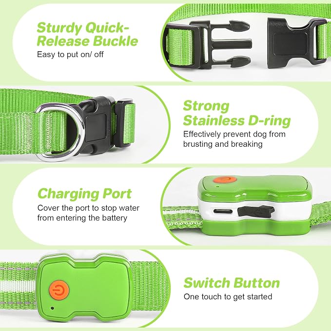 PcEoTllar Light Up Dog Collar, Glow in The Dark for Night Walking, Green, S | Led Dog Collar for Night Walking, 3 Flashing Mode, USB Charge, For Small Medium Large Dogs, Waterproof, Durable Material - Image 3