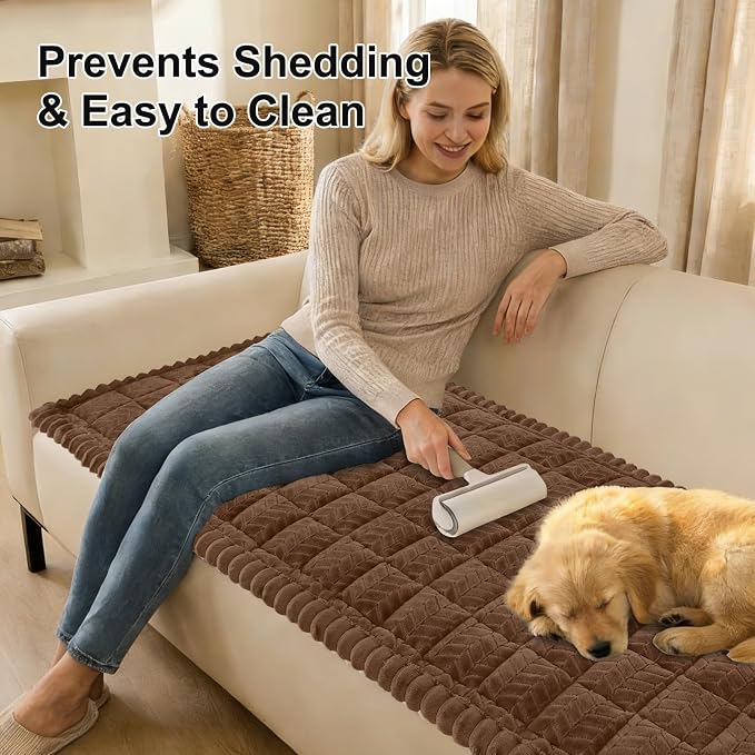 Smiry Couch Cover for Dogs, Non Slip Fuzzy Pet Sofa Covers Washable | Sofa Slipcovers for 2 Cushion Couch, Soft Thick Furniture Protector for Cats Dogs, Against Fur, Dirt, Scratch (27.6"x47") - Image 3