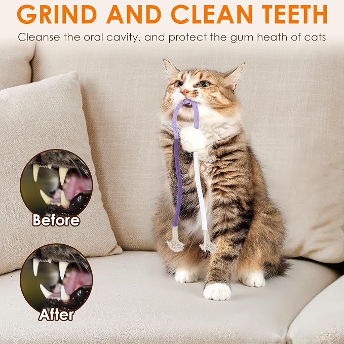 TINDTOP Cat Toys Chew Ropes, 3 Pack Interactive Cat Nip Kicker Toy | for Indoor Kittens, Teeth Cleaning Toy for All Breeds, 19.5 Inches (50cm) - Image 4