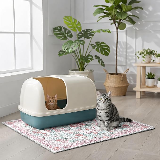 Cat Litter Mat 33" x 22" for Litter Box, Non-Slip Washable Floor Mat with Litter Trapping Design, Scatter Control for Cats and Kittens, Pink - Image 3