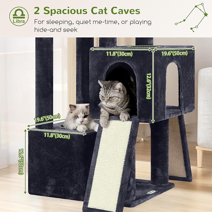 Globlazer Heavy Duty Cat Tree 78 inch Sturdy Cat Tower for 20lbs Large Adult Cats, Symmetrical Aesthetic Big Cat Tree with Extra Large Platform, 2 Scratching Boards, Z78, Dark Grey - Image 3