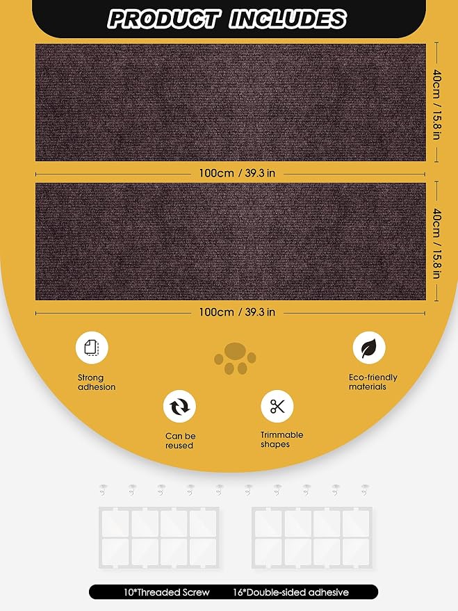 2PCS 39.4"x15.8" Cat Scratch Furniture Protector - Brown | Less claw damage, easier scratch-zone setup, worn post refresh, cleaner couch corners, softer look for cat homes - Image 7