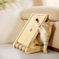 L-Shaped Sisal Cat Scratcher,Foldable Scratch Ramp for Indoor Cats | Foldable L-shaped sisal scratcher with solid wood base and toy ball to help protect sofas,walls and carpets from scratching by Unknown