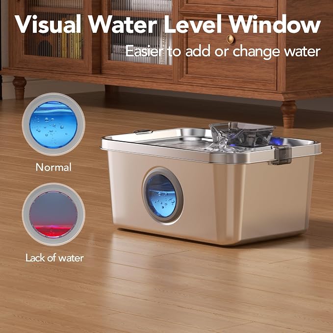 PETIMI Dog Water Fountain, 3 Gallons Stainless Steel Dog & Cat Water Fountain, Large Pet Water Fountain for Multiple Pets, Ultra Silent, Wide Mouth, Safety Lock, 3 Filters Included, Smart Water Pump - Image 7
