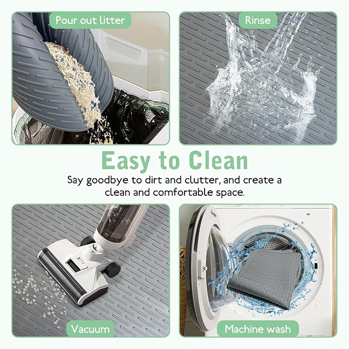 Cat Litter Mat 30" x 21" Waterproof Rubber Litter Box Mat Non-Slip & Soft Litter Trapping Mat Easy to Clean Kitty Litter Mat for Indoor Floor (Medium) - Image 7
