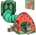 Tailtastic 3-in-1 Watermelon Cat Tunnel with Cube, Tent & Ball for Indoor | 3-way S-tunnel with hide & seek portals & balls, multi-cat cube,30-sec hook-and-loop assembly, foldable for easy storage by TailTastic