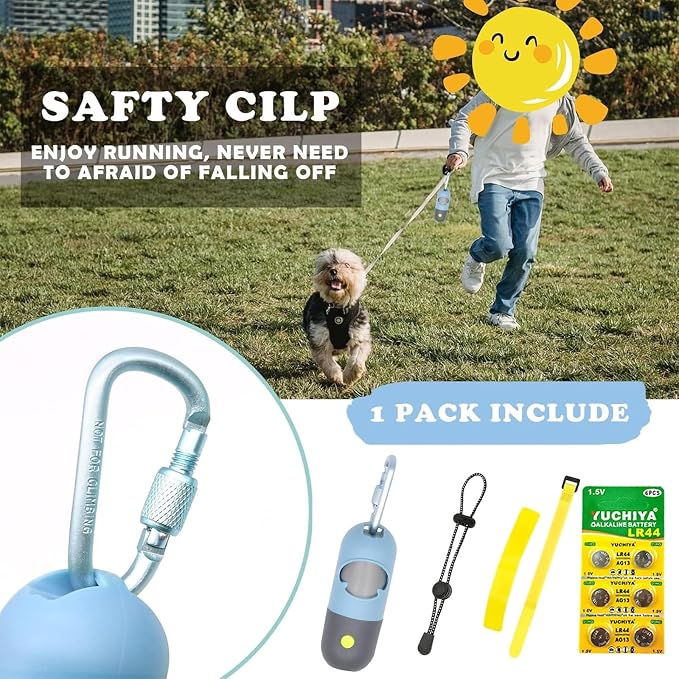 Dog Poop Bags Holder with LED Flashlight|Pet Waste Bags Dispenser for Leash|Doggie Potty Bags Container with Leak-proof Pet Trash Bags and Accessories (2 Holders 30 Bags, Sky Blue) - Image 4