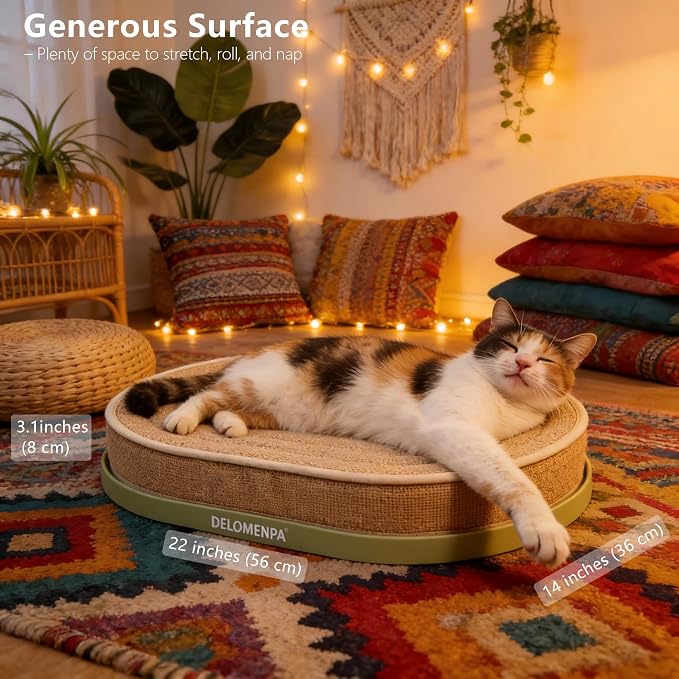 Large Sisal Cat Scratcher Lounge, 2-in-1 Cat Bed with Durable Base & Plush Foam Cushion, Non-Shedding Cat Scratching Pad for Indoor Cats,22"x14", No Mess Furniture Protector - Image 7