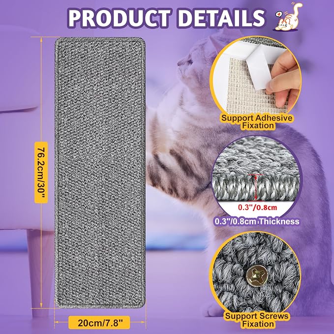 ENONCI Door Protector from Cat Scratching 30x7.8 Cat Wall Corner Scratcher | Anti Scratch Door Frame Furniture Protector for Indoor Cats - Image 7
