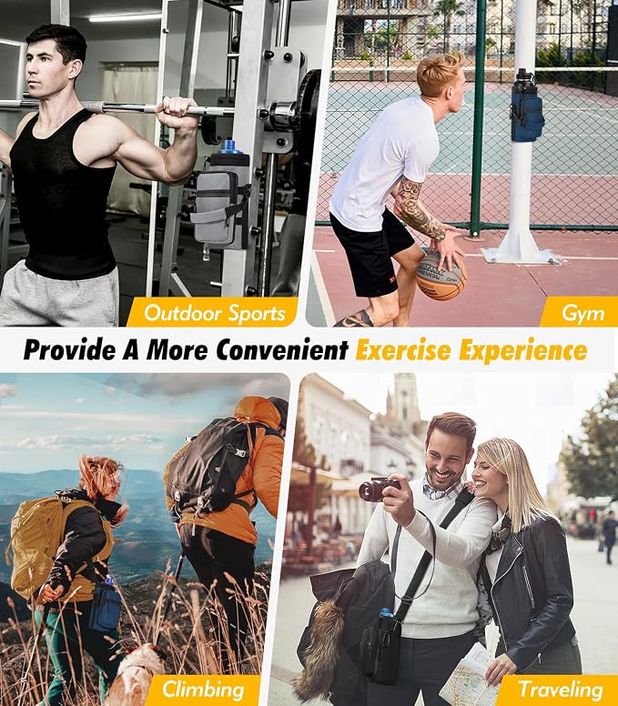 Nuovoware Magnetic Gym Bag, 40oz, Water Bottle Carrier Holder, Gray | Adjustable Shoulder Strap, Magnets Magnetic Gym Bag, Bottle Pouch Sling, 2 Pocket, Neoprene Organizer Sleeve - Image 7