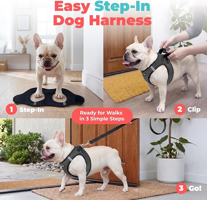 Voyager Step-in Air Dog Vest Harness - Gray 2-Tone, Large | 18- 20.5" in Chest, Reflective Bands, All Weather Breathable Air Mesh, Cats Compatible, Lightweight, Fast Drying - Image 3