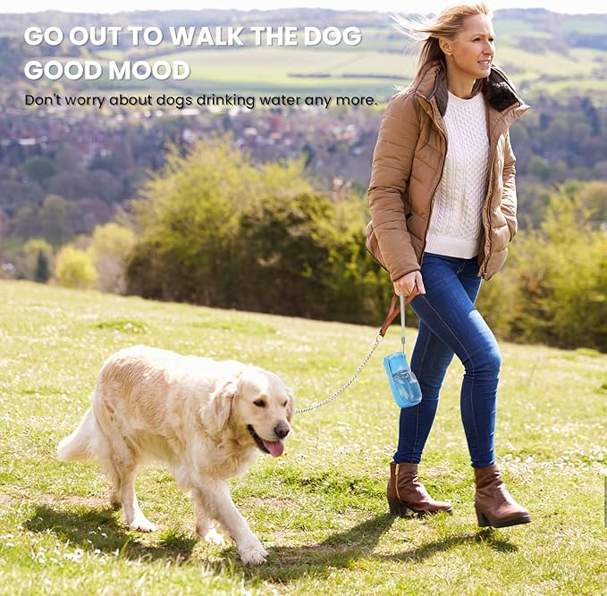 Portable Dog Water Bottle, Foldable Water Bottle for Dog, SkyBlue, 12oz | Leak Proof Dispenser, Dishwasher Safe, Puppy Travel Water Bowl Fit for Cat, Rabbit, Small Animals Walking, Hiking, Travel - Image 7