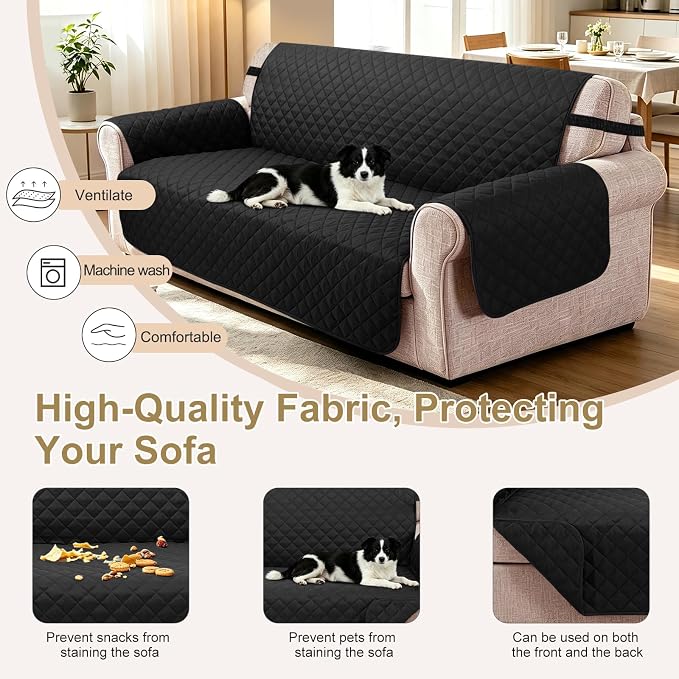 Reversible Recliner Chair Covers, 23" Chair, Black/Black | Chair Covers for Living Room with Elastic Straps, Water Repellent, Chair Protectors Covers for Dogs - Image 5