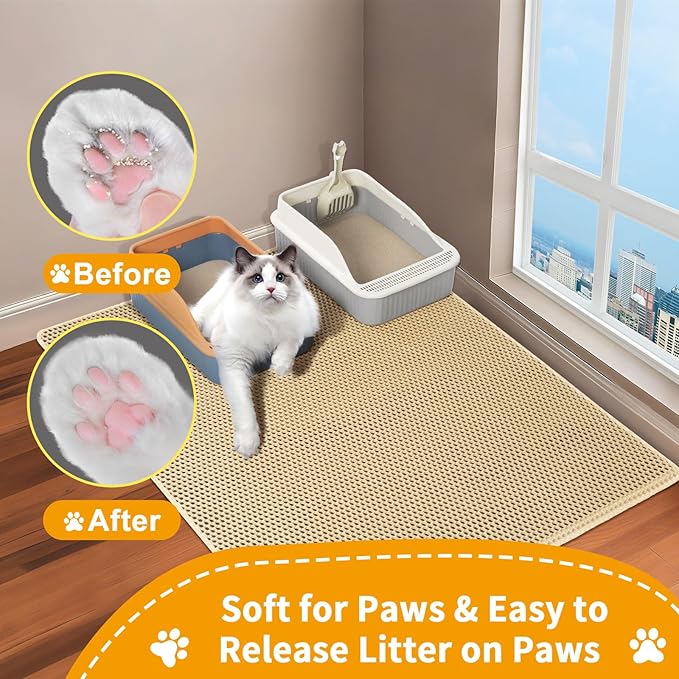 Cat Litter Mats Litter Trapping Mat,Cat Litter Box Mat for Floor 32"x22" - Image 6