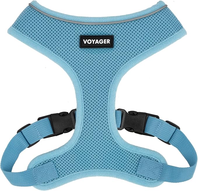Best Pet Supplies Voyager Aerolite Over the Head Dog Harness, No Pull Breathable Air Mesh Vest, Quick Dry with Reflective Stitching, Adjustable Escape Resistant Harness - Blue, Large by BestPetSuppliesLLC