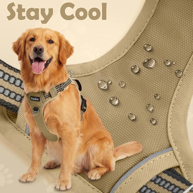 Dog Harness No Pull, Adjustable Pet Vest Harness, Super Soft Material with Vertical Handle Easy Control, Reflective Night Walking, 2 Leash Clips for Large Dogs, Brown, L - Image 5