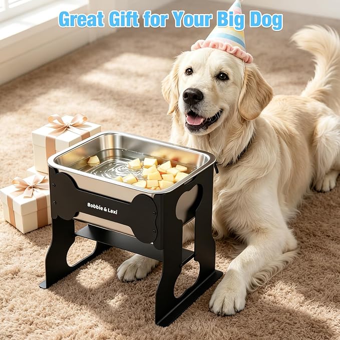 Bobbie & Laxi 14" Elevated Dog Water Bowl, 2.4 Gal Stainless Steel Bowl | Raised Dog Bowl for Large Breed, Metal Dog Feeding Station for Relief Joint Pressure, Easy Clean for Indoor & Outdoor Use - Image 8