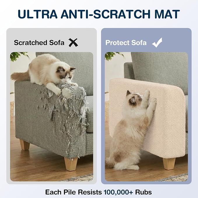 157.5" x 15.8" Cat Scratch Furniture Protector, Self-Adhesive Couch Protector from Cat Claws, Cats Scratching Mat for Sofa, Wall & Door, DIY Cat Scratch Pads Replacement, 2 Pack (Off White) - Image 5