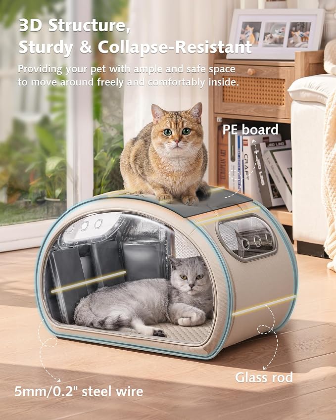 Pecute Cooling Dog House,with Cooling Mat for Small Dogs,Cat Bed,M,Cream | 6 Ice Packs for Cooler,Aluminum Film Insulation System,Breathable, Cool, Safe, and Sturdy AC Room for Cats in Hot Summer Days - Image 5