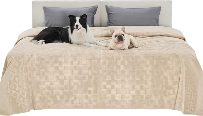 Bedsure Waterproof Bed Cover for Bed and Dogs Quick Drying，82x120IN | Waterproof Blanket Washable for Large Dogs Cal King Bed Cozy, Lightweight Furniture Protector for Pet Cat, Ash Grey by Unknown