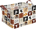 Western Cowboy Storage Basket Waterproof Canvas Toy Storage Bin Western Home Decor Collapsible Outdoor Basket with Leather Handles Western Decor Blanket Baskets For Closets,Bedrooms,Gifts Baskets by AmazerPad
