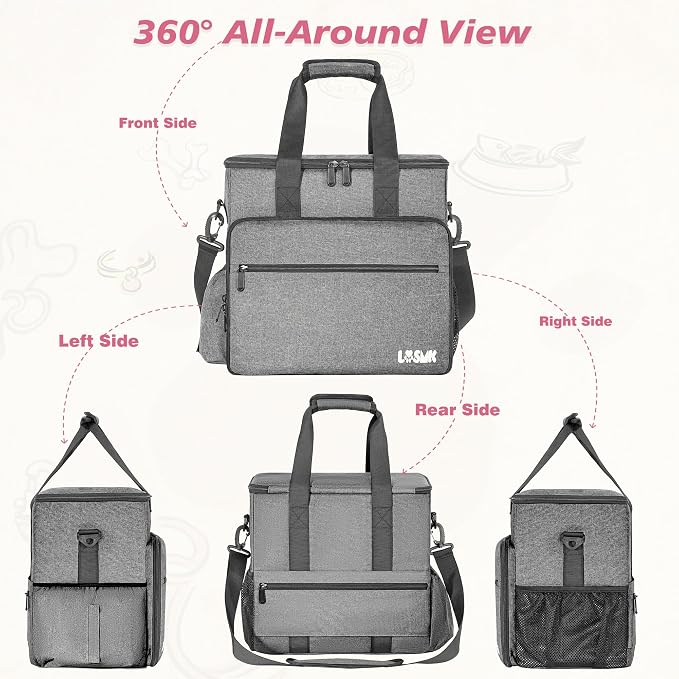 Dog Travel Bag, Large Pet Travel Set with Multi-Function Pockets | 2 Food Storage Containers, 2 Collapsible Bowls, 1 Feeding Mat for Pet Supplies, Road Trip Essentials, Weekend Camping, Grey - Image 5