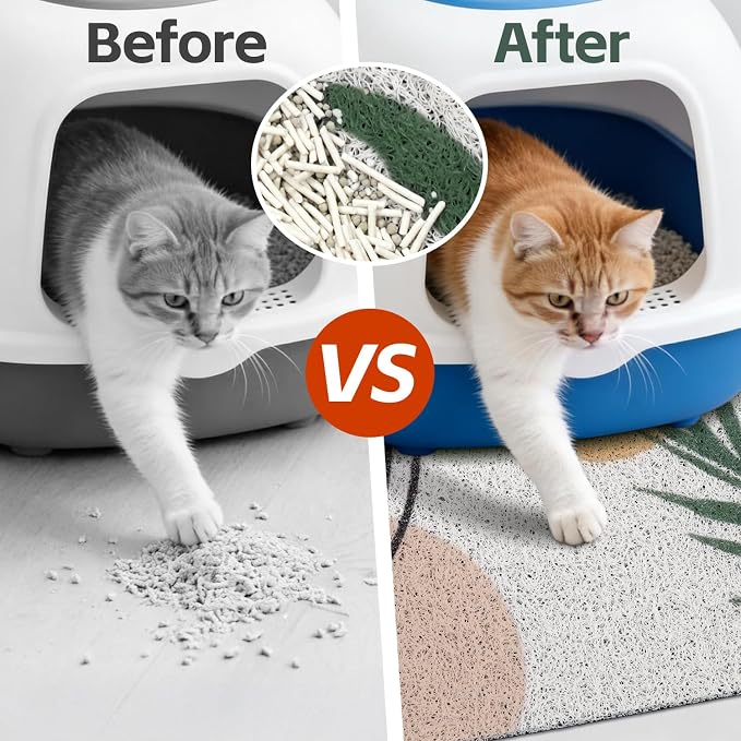 Cat Litter Mat Litter Trapping Mat, 40"x30" Waterproof Urine Proof Litter Box Mat Catcher Mat Non-Slip Washable for Kitty Kitten, Orange - Image 2
