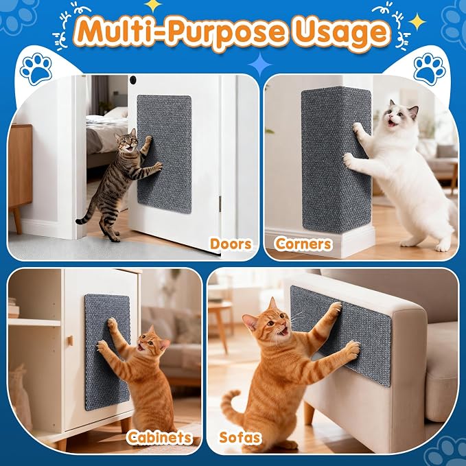 Wall Cat Scratcher for Indoor Cats,Corner Furniture Protector Grey | 23.6x11.8" wall corner cat scratcher,Durable scratching board protects door, wall and couch furniture,Easy mount - Image 8