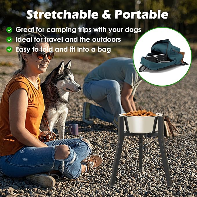 Elevated Dog Bowl Stand for Large Dogs, Adjustable Height & Width,Single Raised Dog Food Water Holder,Bowl Not Included - Image 6