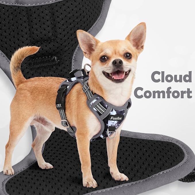Dog Harness No Pull, Adjustable Pet Vest Harness, Super Soft Material with Vertical Handle Easy Control, Reflective Night Walking, 2 Leash Clips for Small Sized Dogs, Misty Gray, S - Image 6
