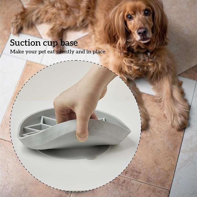 OHMO Slow Feeder Dog Bowl, 7.3" Lick Mat for Dogs, Infinite, Yellow | Cat Slow Feeder Bowl, Anti Choking, Enrichment Toys, Easy Clean BPA-Free Silicone Feeding Bowl, Boredom and Anxiety Reducer - Image 6