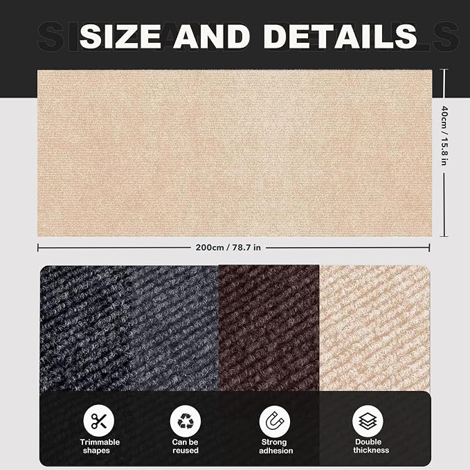 78.7"X15.8" Self-Adhesive Cat Scratching Mat - Durable Couch Protector from Cat Claws, DIY Furniture Protector from Cats Scratching, Sticky cat Scratch Wall mat- No Residue, Safe for Cats (Beige) - Image 6