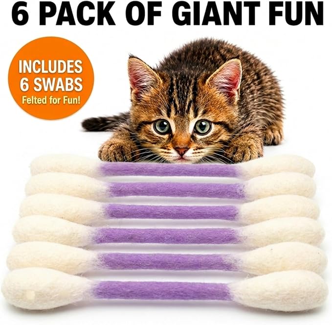 Glaciart One Swabs Cat Toys with Catnip - 6 Pk | Durable for Chew, Cute Cat Toys Interactive Kitty for Boredom, Exercise, & Play | Filled w/Organic Catnip for Anxiety & as Digestive Aid | Gift Idea - Image 7