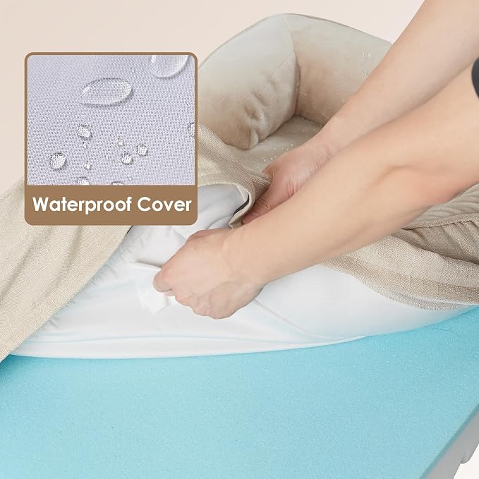 EHEYCIGA Orthopedic Dog Bed for Large Dogs, Waterproof Memory Foam, Non-Slip Bottom, Beige, 35"L x 22"W x 6.5"Th | Non-Slip Bottom and Egg-Crate Memory Foam Dog Couch Bed with Washable Removable Cover, Beige - Image 3