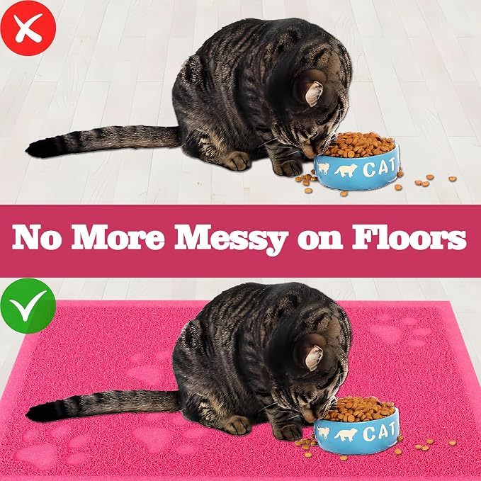 Darkyazi Cat Litter Box Mat for Floor Litter Trapping Mat Non-Slip Backing, Scatter Control, Easy Clean, Water Resistant, Soft on Paws (15.75" x 11.75",Rose red) - Image 5