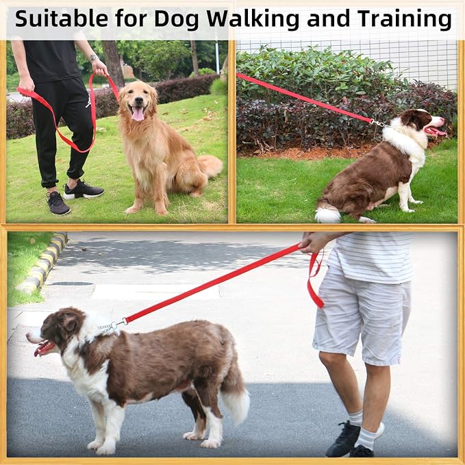AMAGOOD 6 FT Puppy/ Dog Leash, Strong and Durable Traditional Style Leash with Easy to Use Collar Hook, Great for Small, Medium and Large Dogs (1 in x 6 ft, Red) - Image 4