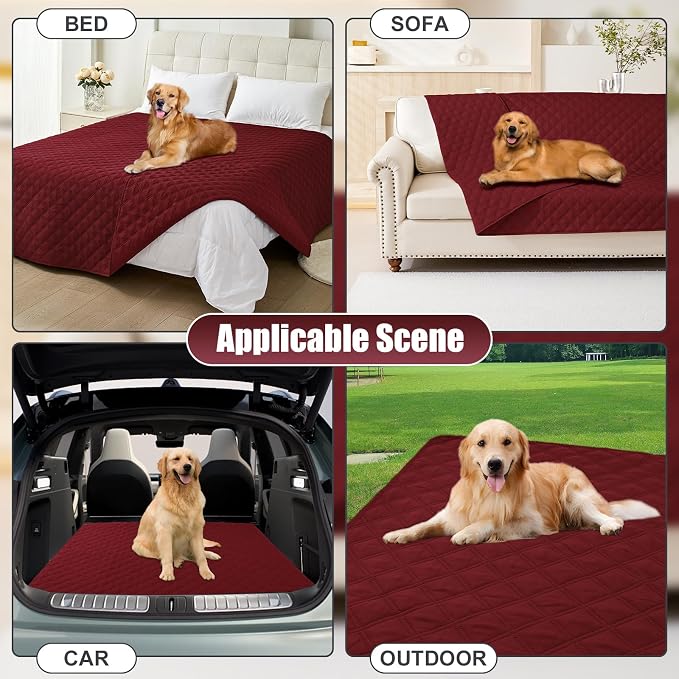 Smiry Waterproof Reversible Pet Couch Covers for Dogs | Pet Friendly, Soft Fabric, Washable Sofa Furniture Protector for Dogs Cat Kids, Checkered (30"x70", Wine Red/Wine Red) - Image 7