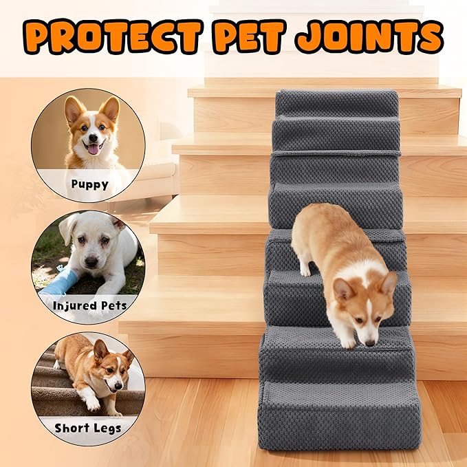 ROYALAY 4 Pack Dog Ramp for Stairs, Interlocking Dog Stairs for Small Dogs | Pet Ramps, Stair Wedges for Dogs, Senior Dog Stair Helper, Elderly Dog Stair Assist, Elderly Pet Stair Assist - Image 3