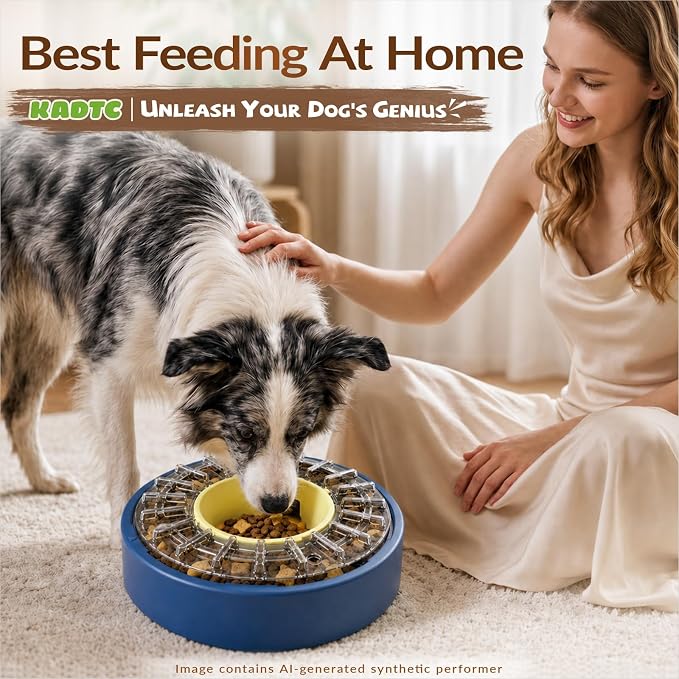 KADTC Adjustable 5-60 Min Slow Feeder Dog Bowl & Puzzle Feeder Anti-Gulping | 4-Cup Spinning Food Dispenser Turns Daily Meals Into Energy-Burning Enrichment, Eases Boredom, Builds Calmer Mealtime Rhythms - Image 8