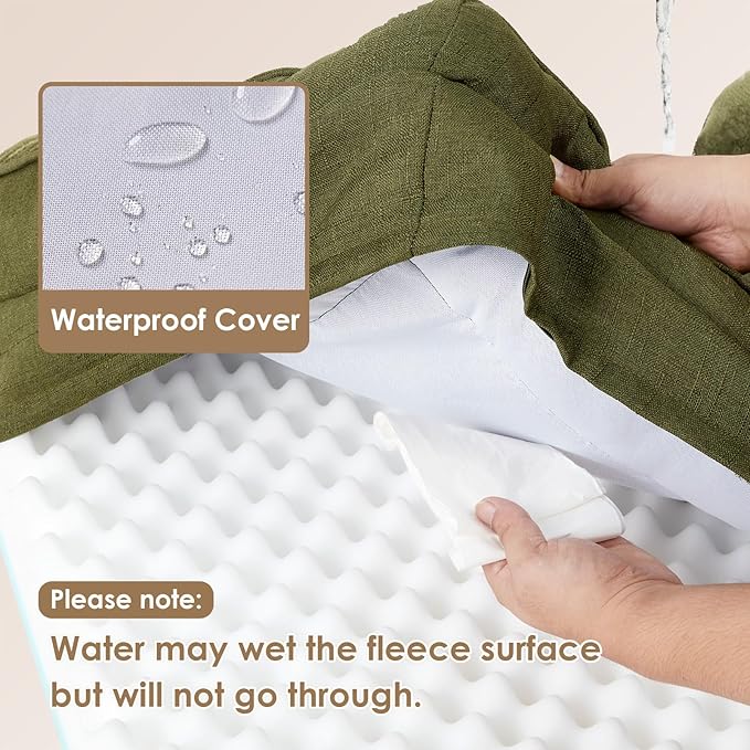EHEYCIGA Orthopedic Dog Bed Medium Size Dog, Waterproof Washable Pet Beds | Non-Slip Bottom and Egg-Crate Memory Foam Dog Couch Bed with Washable Removable Cover, Olive Green - Image 3
