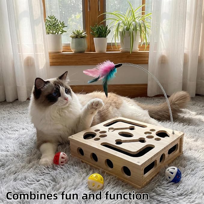 Cat Scratch Puzzle Enrichment Box, Cat Nail File Enrichment Box Sandpaper, Interactive Cats Treat Toy Stress Free, Scratchers that Trim Nails - Image 2