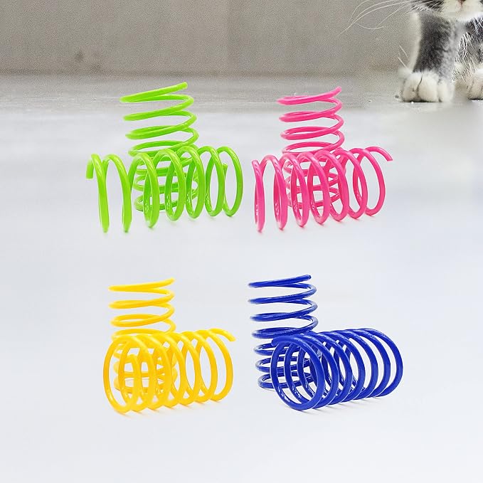 Cat Spring Toys 30 Packs, Plastic Colorful Springs Cat Toys for Cat Kitten Pets, Interactive Cat Toys for Indoor Cats and Kitten - Image 4
