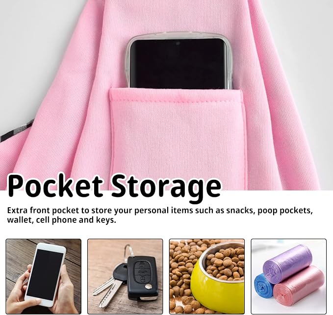 CUBY Dog and Cat Sling Carrier - Hands Free Reversible Pet Papoose Bag - Soft Pouch and Tote Design - Suitable for Puppy, Small Dogs Cats Outdoor (Pink, Unadjustable Strap) - Image 6