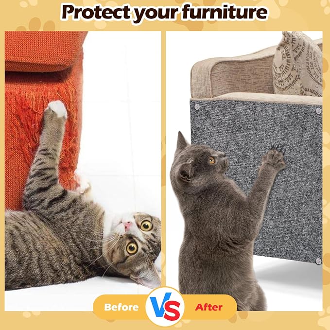 Cat Scratch Furniture Protector, 78.7"x15.8" Cat Scratch Pad for Couch | Trimmable Self-Adhesive DIY Sofa Wall Cats Tower Mat, Replacement Pads from Pet Claws, Light Gray - Image 5
