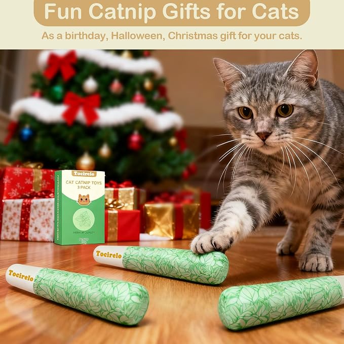 Tocirelo Catnip Toys for Cat with Pure 45000mg A+Organic Catnip, Soft Plush | 3pack Cat Nip Toys for Indoor Cats, Safe Chew-resistant Kitten Chew Toys Teething, Cat Kicker Toy Makes Bored Cats Crazy - Image 7