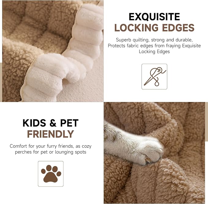 OTOB Sofa Covers for 3 Cushion Couch Washable, All Seasons Fuzzy Non Slip Kids & Pet Friendly Dog Bed Mats Couch Cover, Soft Plush Sofa Slipcovers Furniture Protector (Khaki, 27.6" x 70.9'') - Image 4