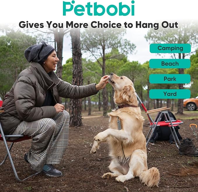 Petbobi Dog Tie Out Cable and Stake, 40ft Heavy Duty Dog Leads for Yard | 4in Shock Spring, 16in Spiral Ground Anchor, 360° No-Tangle Swivel, Chew-Proof Rustproof Wire, Up to 120 lbs, Outdoor Camping - Image 5